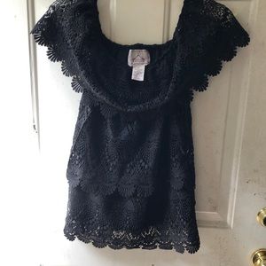 Black lace and floral blouse size medium for womens